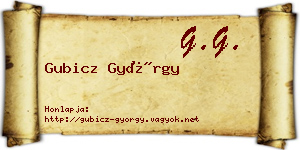 Gubicz György névjegykártya